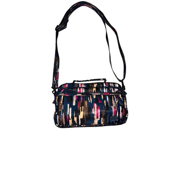 LUG Scoop Crossbody Bag Abstract Blue Pink Multi
Print Travel Purse RFID - Picture 3 of 8
